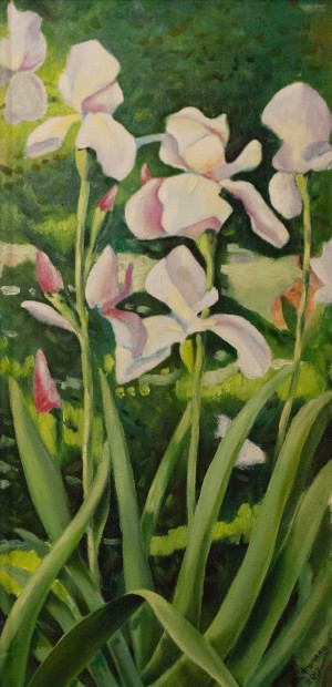 M. Furman "Irises", 2017, oil on canvas, 60x29