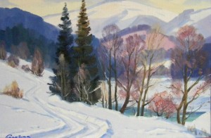 The Snowy Road, oil on canvas, 60х90