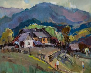 V. Dub Old Huts In Domoshyno Village', 2017, oil on canvas, 60x70 