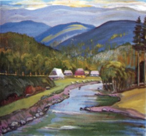 On Verkhovyna, 1989, oil on canvas, 70x80