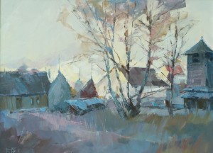 V. Dub Morning In Huklyvyi Village', 2017, oil on canvas, 60x80 