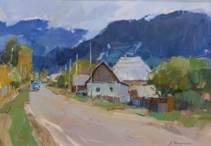 A. Kryushyn 'Gloomy Day. Uzhok Village', 2017, oil on canvas, 50x70