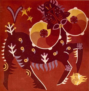 Знаки зодіака, декорат. композиція_8, 1974, карт., темпера