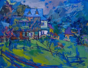 V. Sandiuk 'Spring In Tatariv Village', 2016, oil on canvas, 60x70