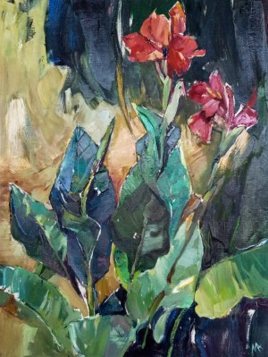 A. Mitikova Flowers, 2017, oil on canvas, 90x70