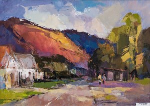 V. Dub. Road to Uzhok Village, 2017, oil on canvas, 50x70