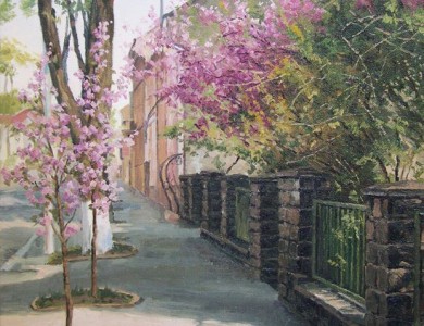 M. Ivancho Varosh Where I Live. Cherry Blossom', oil on canvas 
