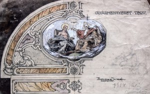 Ескіз плафону вівтарної частини церкви у с.Лохово,1914, п.туш.т.,26,5х36,5