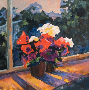 L. Borshosh-Litun Evening Sun , oil on canvas, 55x55