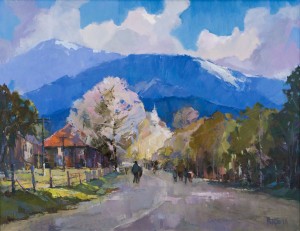 V. Dub. Kostryno Village. The Edge of the Village, 2016, oil on canvas, 75x96