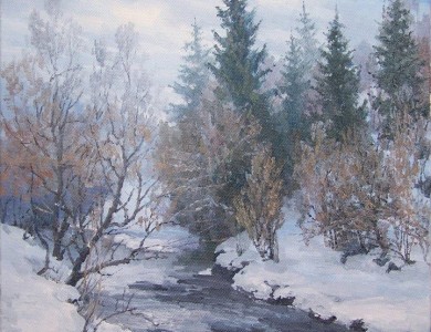 M. Ivancho Winter. Izki Village', oil on canvas 