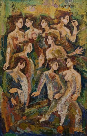 Y. Reiti "In The Garden Of Eden", 2017, oil on Masonite, 82x50