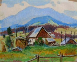 Mountains, the 1970s, pastel on cardboard, 24х29