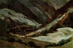 Last Snow, 2003, masonite on canvas, 60x90
