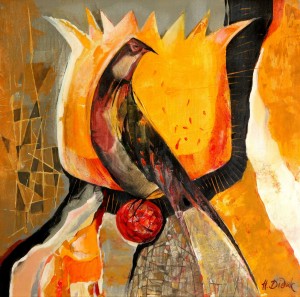 Triprych Legend About A Bird, (p.1), 2009, acrylic on canvas, 60x60