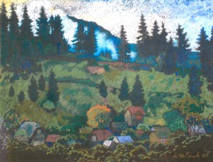 Slavske Village, 2007, pastel on paper, 75x50