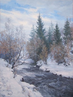 Winter. Izki Village, oil on canvas