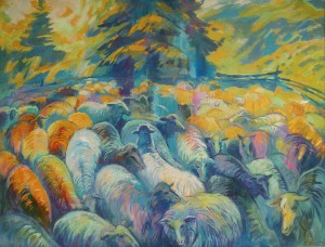 V. Vovchok ‘Sheepfold‘, 2010,acrylic on canvas, 100x130 