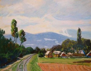 Railway In The Mountains, the 1970s, pastel on cardboard, 50х30