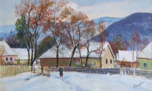 Winter Village, the 1970s, pastel on cardboard, 31х49