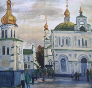 Cathedrals Of Kyiv Pechersk Lavra, 1987, oil on canvas, 70x60