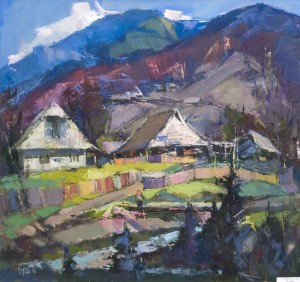 V. Dub. Old Houses in Synevyr Glade, 2016, oil on canvas, 70x75