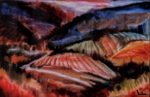 Tokai Vineyards, 2002, fabriano, watercolour, 50x83