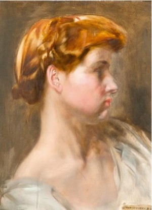 Portrait Of A Girl, pencil on wood, oil, 45,5х34,5