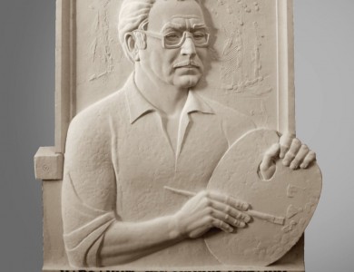 Memorial plaque to the artist A. Kashshai», 2010, gypsym model, 98x70